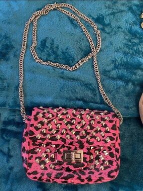 NWOT Studded Pink Leopard Print Crossbody Bag